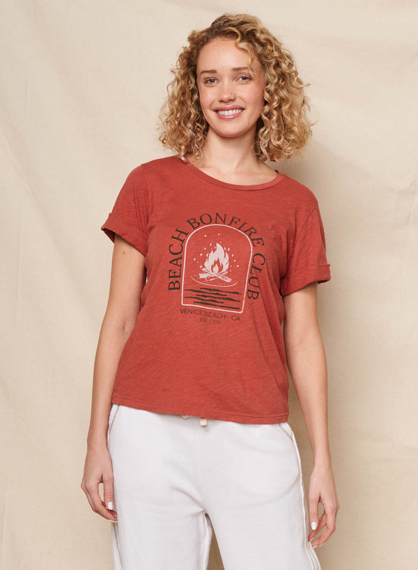 sundry Sundry Bonfire Rolled Sleeve Tee in Burnt Brick