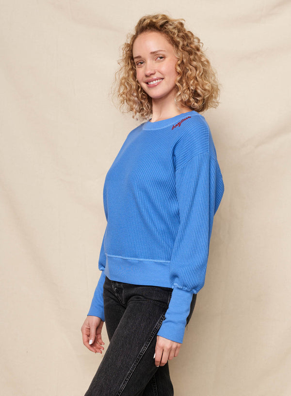 Sundry Sundry Bonjour Embroidery Oversized Popover In Lagoon Blue