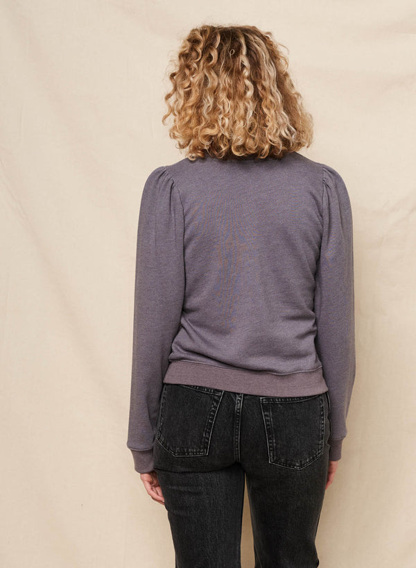 Sundry Sundry Bonjour Puff Sleeve Sweatshirt In Washed Black