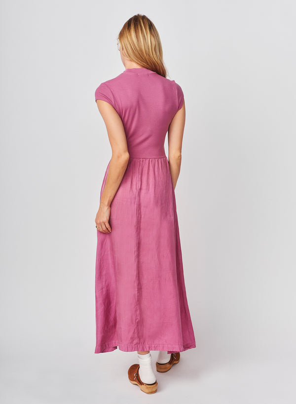 Sundry Sundry Cap Sleeve Mixed Rib / Cupro Dress In Mauve