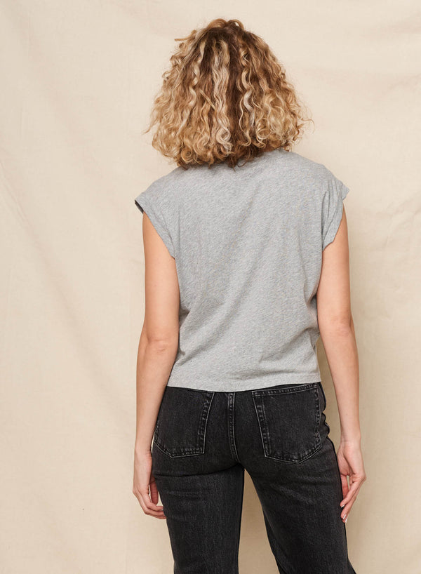 Sundry Sundry Checkers Sun Cropped Muscle Tank In Heather Grey