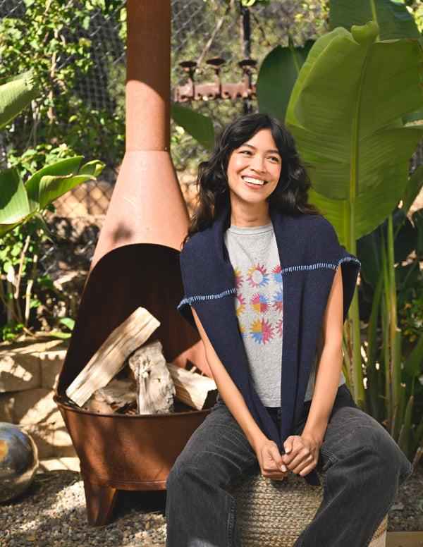 sundry Sundry Crew with Baseball Stitching Sweater in Deep Navy