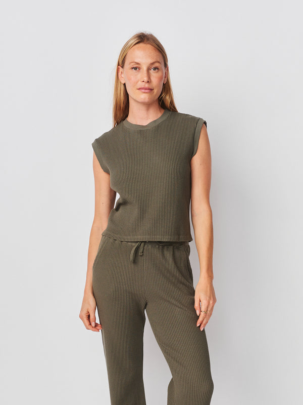 Sundry Sundry Cropped Muscle Tank In Signature Green