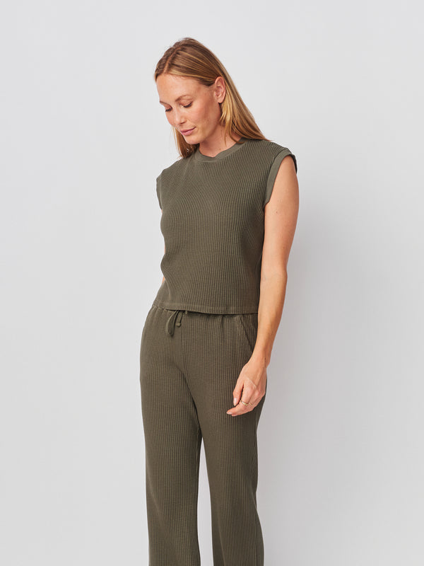 Sundry Sundry Cropped Muscle Tank In Signature Green