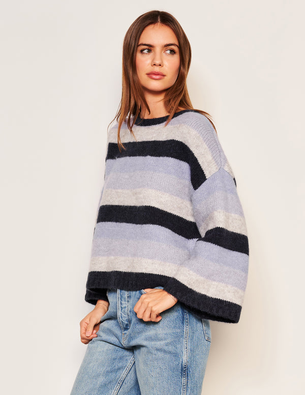 Sundry Sundry Cropped Stripe Sweater In Lilac Smoke