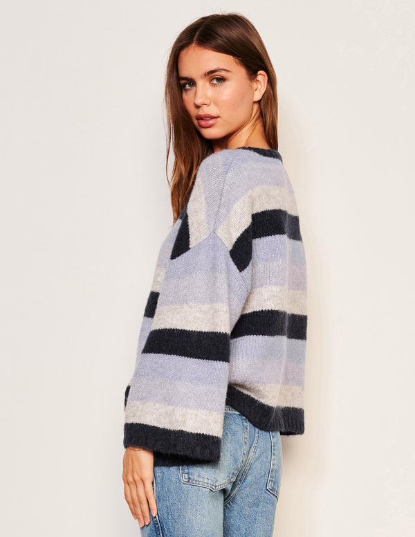 Sundry Sundry Cropped Stripe Sweater In Lilac Smoke