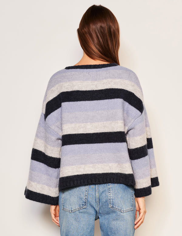 Sundry Sundry Cropped Stripe Sweater In Lilac Smoke
