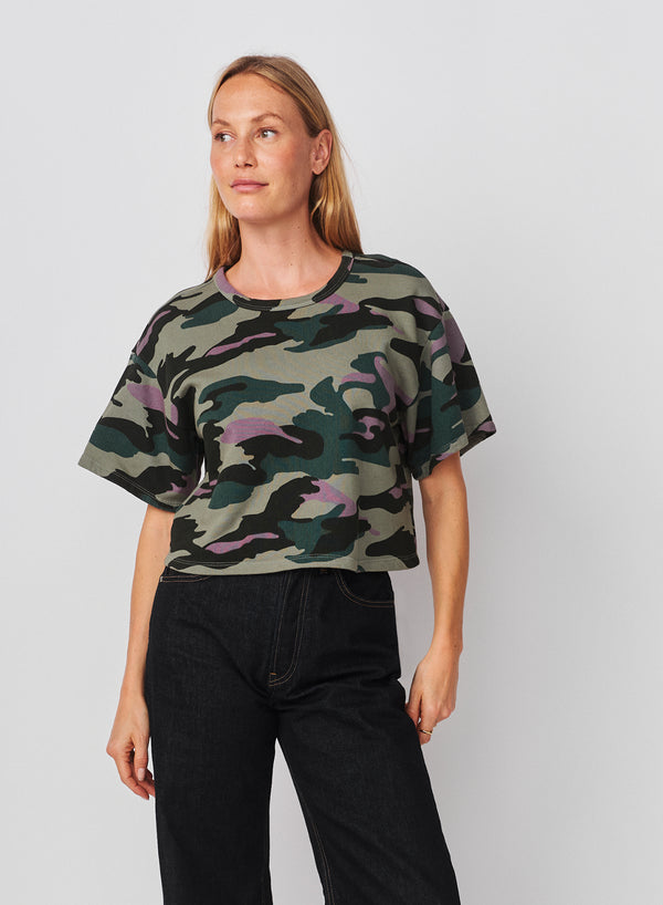 Sundry Sundry Cropped Sweatshirt Tee In Signature Green