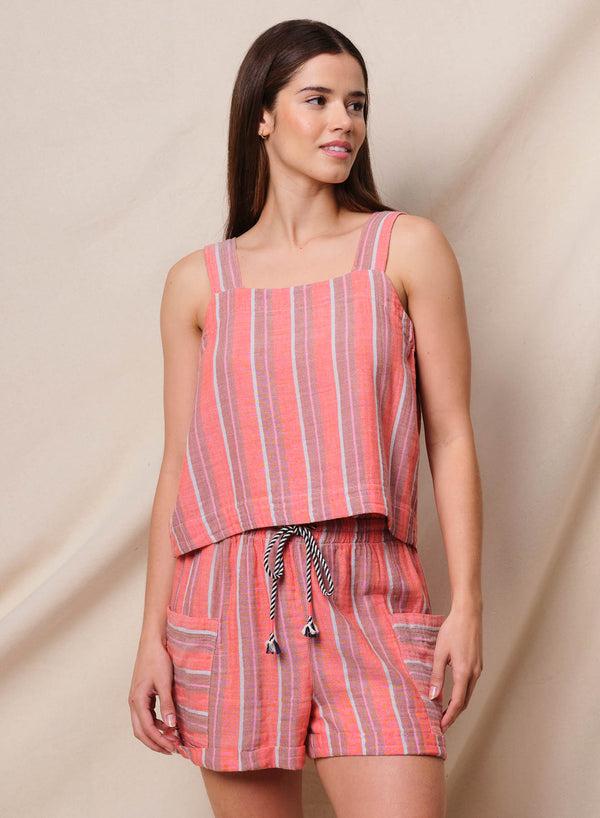 sundry Sundry Cross Back Swing Tank in Bright Coral