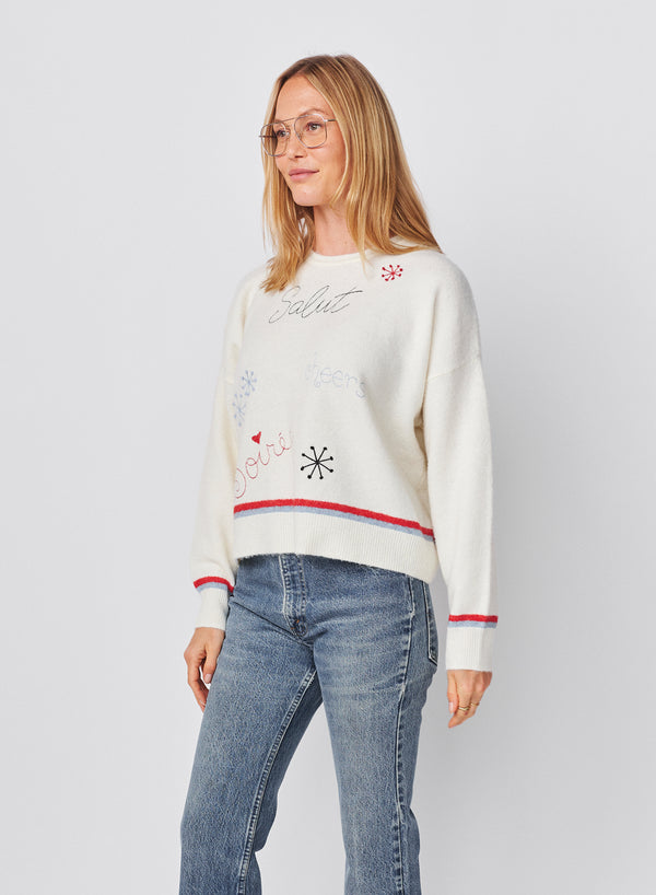 Sundry Sundry Embroidered Pullover Sweater In Oyster