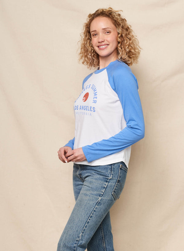 Sundry Sundry Endless Summer Long Sleeve Raglan Tee In Optic White