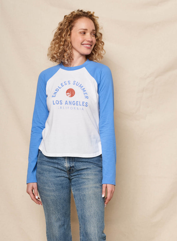 sundry Sundry Endless Summer Long Sleeve Raglan Tee in Optic White