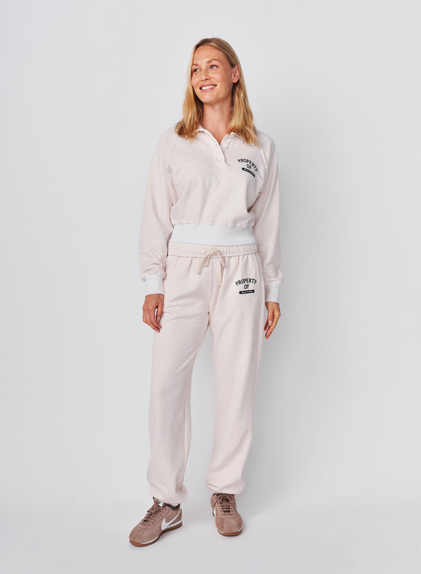 Sundry Sundry French Academy Raglan 1/2 Button Sweatshirt In Oyster