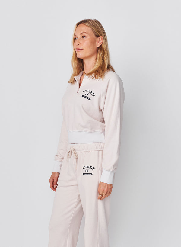 Sundry Sundry French Academy Raglan 1/2 Button Sweatshirt In Oyster