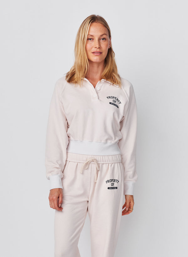 sundry Sundry French Academy Raglan 1/2 Button Sweatshirt in Oyster