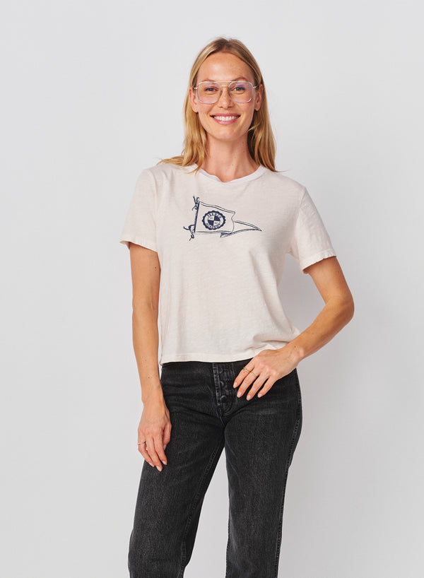 Sundry Sundry French Academy Short Sleeve Boxy Crew Tee In Oyster
