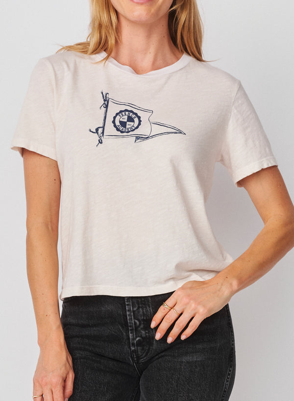 Sundry Sundry French Academy Short Sleeve Boxy Crew Tee In Oyster
