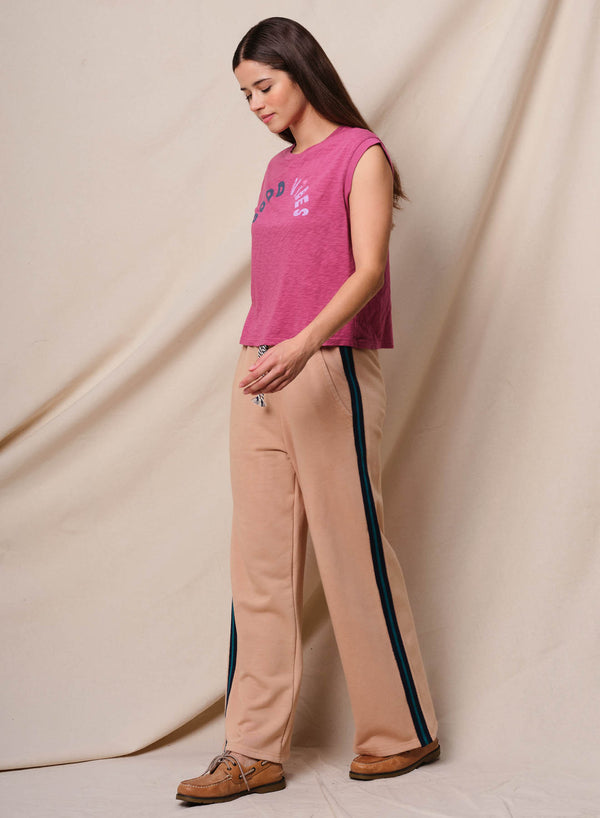 Sundry Sundry Good Vibes Cropped Muscle Tank In Cranberry