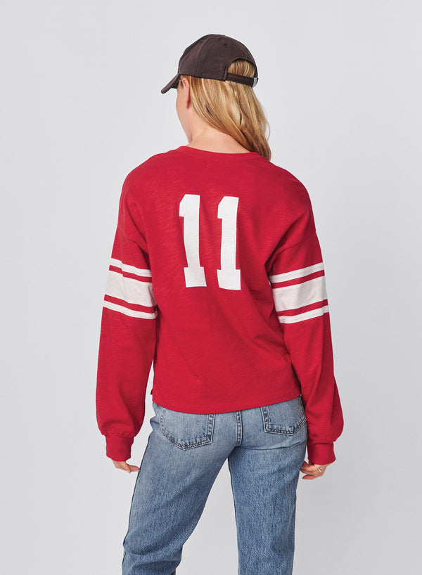 Sundry Sundry Heavy Rugby Jersey Henley In Vintage Red