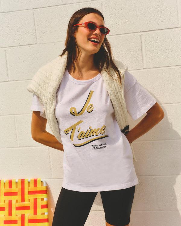 Sundry Sundry Je T'aime Athletic Tee In Optic White