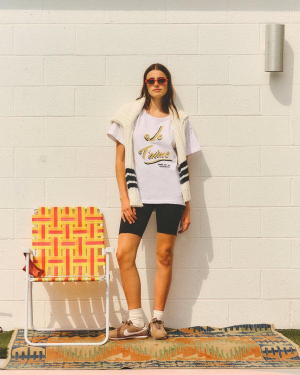 sundry Sundry Je T'aime Athletic Tee in Optic White