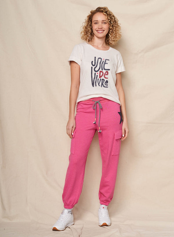 sundry Sundry Joie De Vivre Rolled Sleeve Tee in Oyster