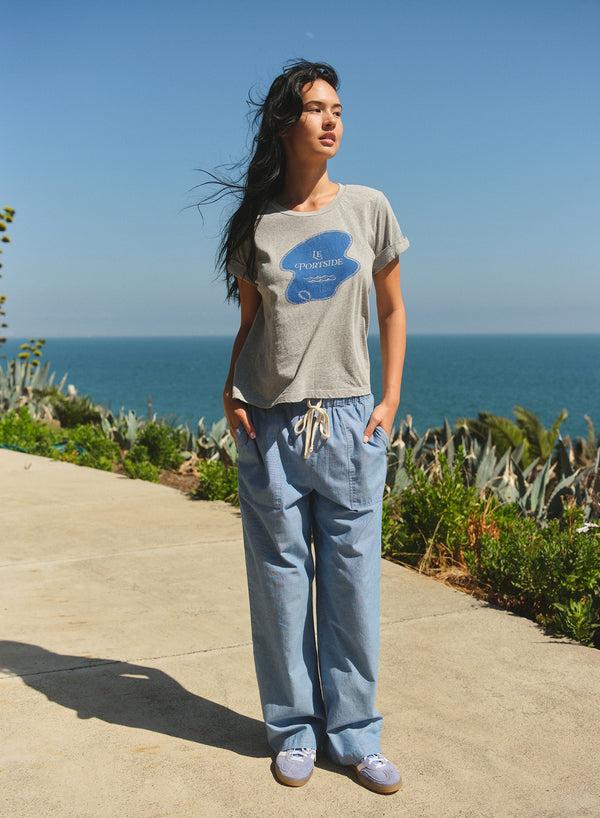 Sundry Sundry Le Portside Rolled Sleeve Tee In Heather Grey