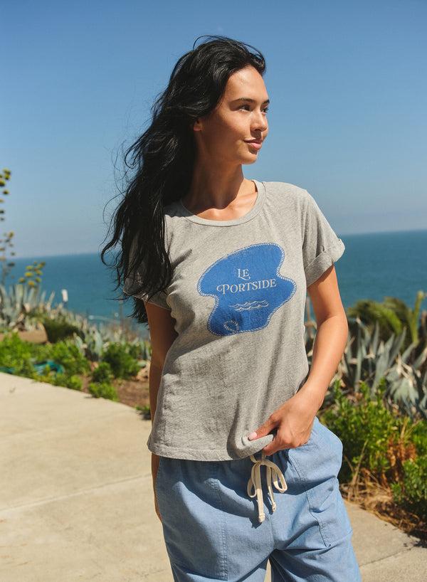 Sundry Sundry Le Portside Rolled Sleeve Tee In Heather Grey