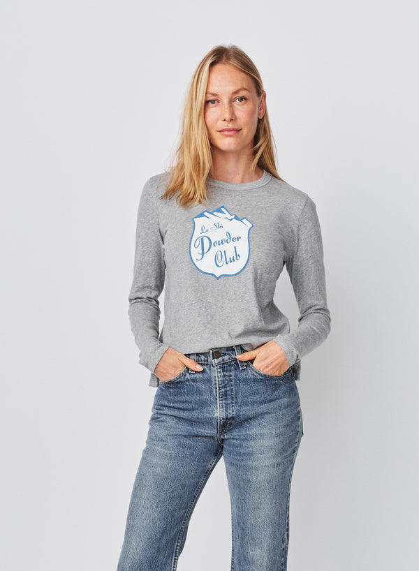 Sundry Sundry Le Ski Powder Slub Long Sleeve Crew In Heather Grey