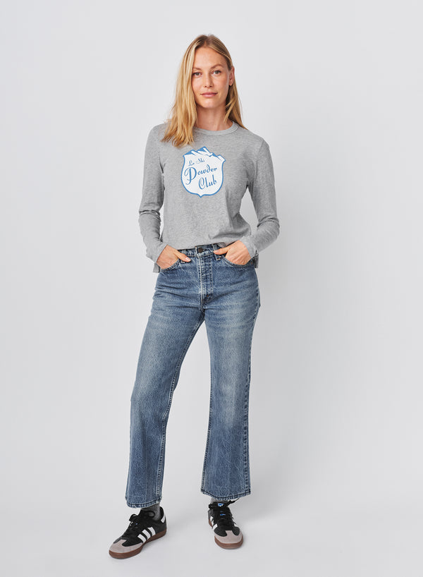 Sundry Sundry Le Ski Powder Slub Long Sleeve Crew In Heather Grey