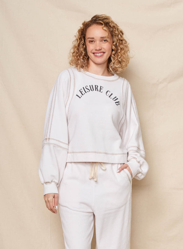 sundry Sundry Leisure Club Raw Seamed Sweatshirt in Oyster