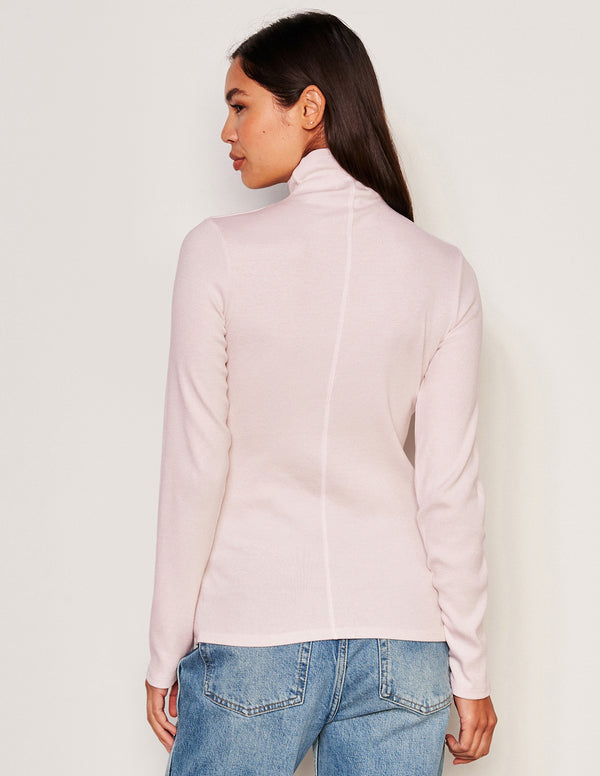 Sundry Sundry Long Sleeve Mock Neck Top In Flush Pink