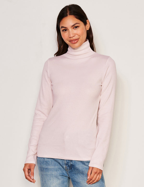 sundry Sundry Long Sleeve Mock Neck Top in Flush Pink