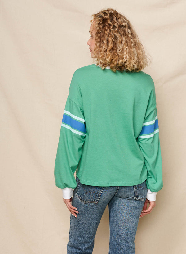 Sundry Sundry Merci Boyfriend Long Sleeve Crew Tee In Winter Green