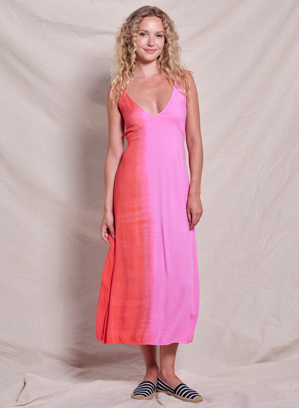 Sundry Sundry Midi Tie Back Dress In Dark Raspberry