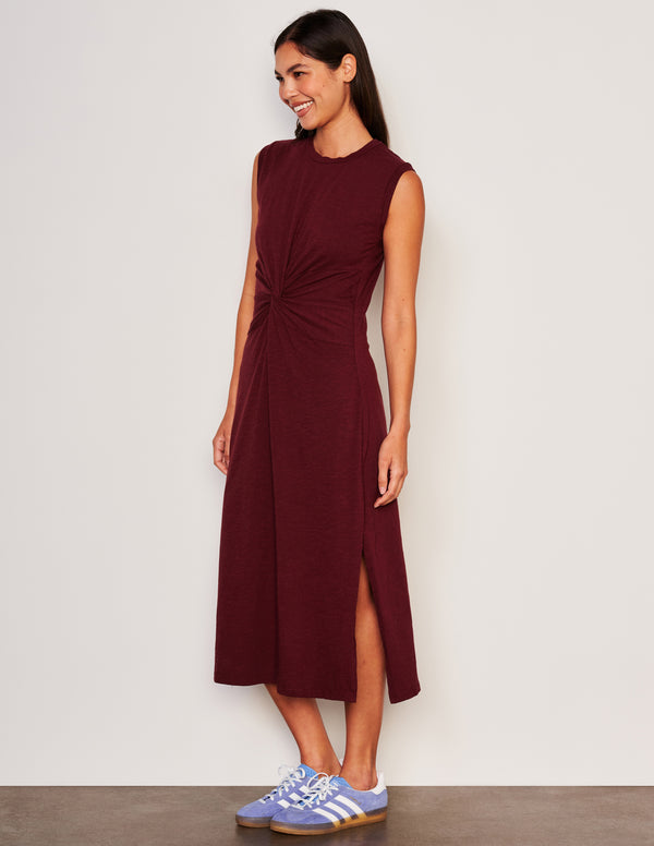 Sundry Sundry Midi Twist Sleeveless Dress In Red Rock