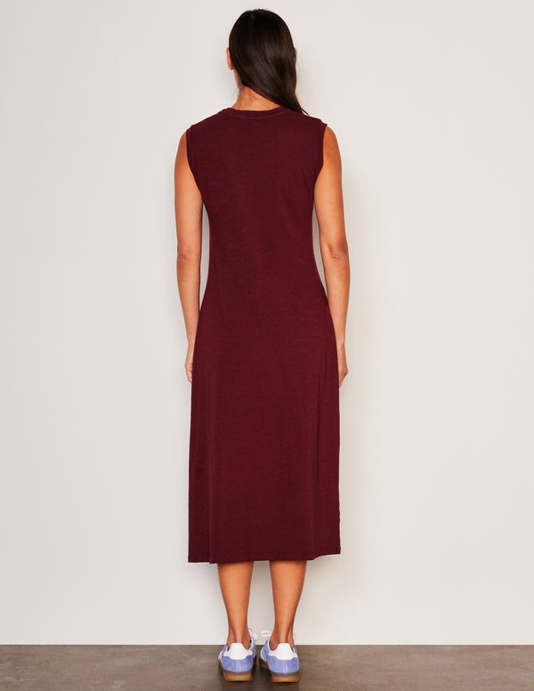 Sundry Sundry Midi Twist Sleeveless Dress In Red Rock