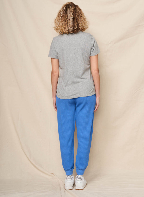 Sundry Sundry Moon Embroidery V-Neck Tee In Heather Grey