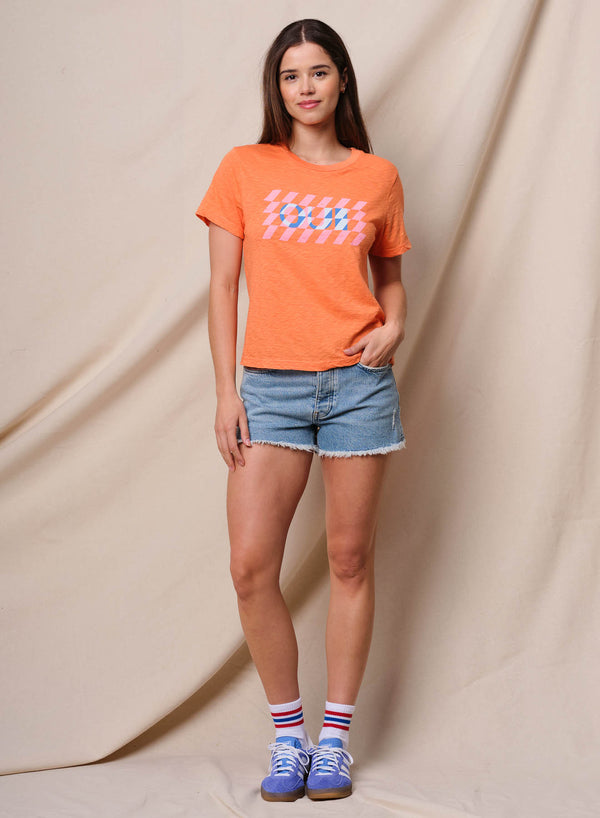 Sundry Sundry Oui Short Sleeve Boxy Crew Tee In Blaze Orange
