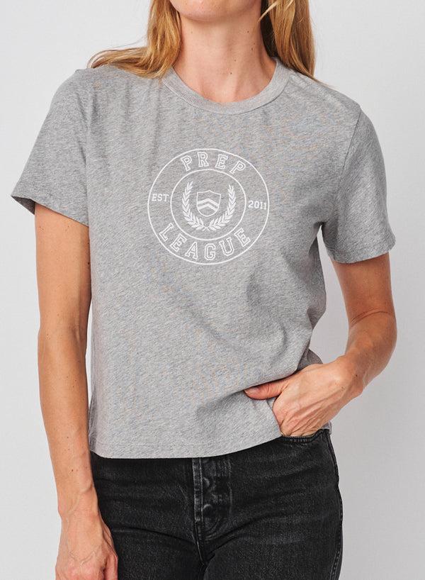 Sundry Sundry Prep League Short Sleeve Boxy Crew Tee In Heather Grey