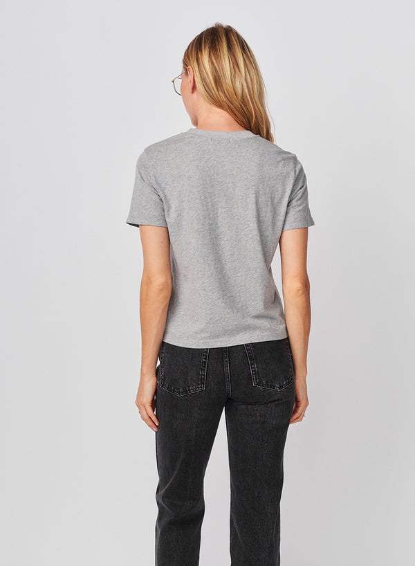 Sundry Sundry Prep League Short Sleeve Boxy Crew Tee In Heather Grey