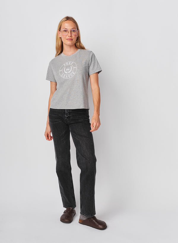 sundry Sundry Prep League Short Sleeve Boxy Crew Tee in Heather Grey