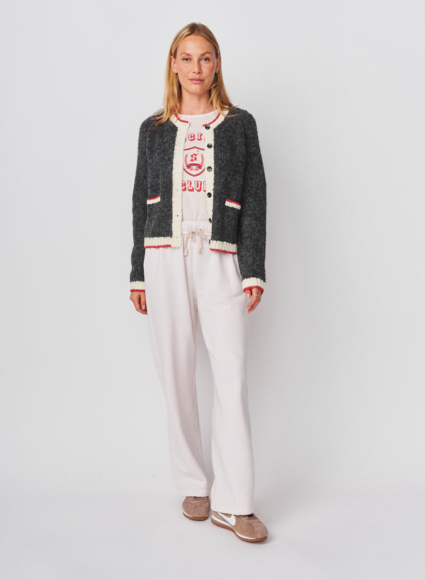 Sundry Sundry Raglan Cardigan Sweater With Contrast Tipping In Washed Black