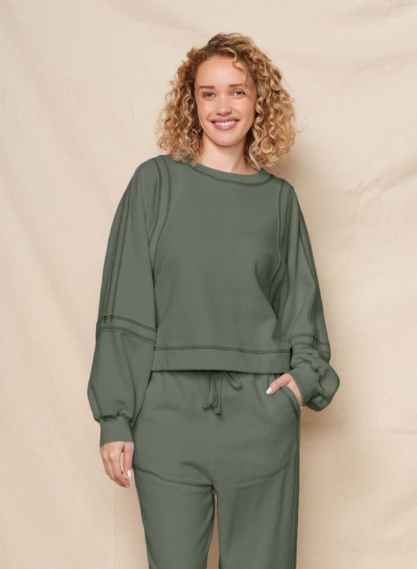 sundry Sundry Raw Seamed Sweatshirt in Signature Green