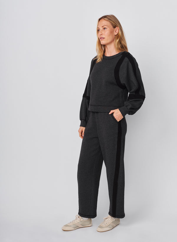 Sundry Sundry Raw Seamed Sweatshirt In Washed Black