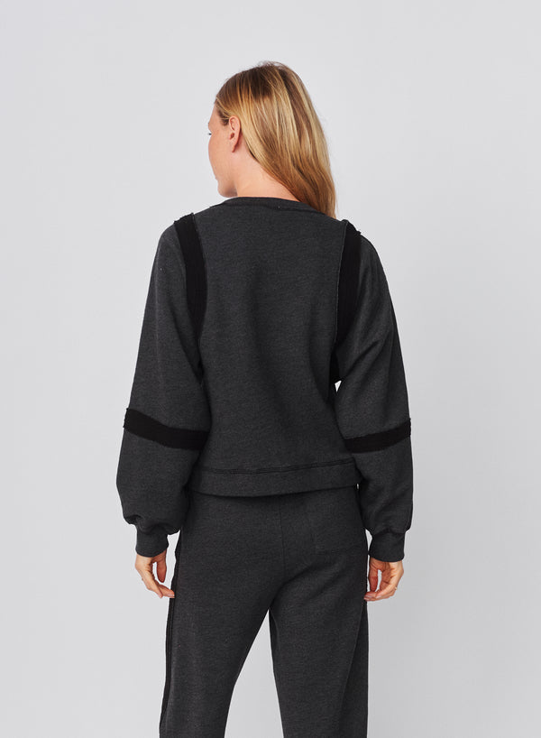 Sundry Sundry Raw Seamed Sweatshirt In Washed Black