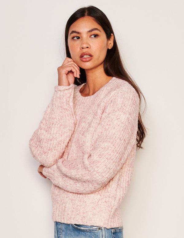 Sundry Sundry Rib Transfer Crew Neck Sweater In Guava