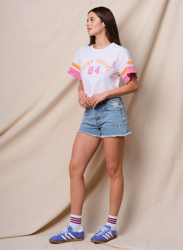 Sundry Sundry Saint Tropez Boxy Sleeve Boy Tee In Optic White