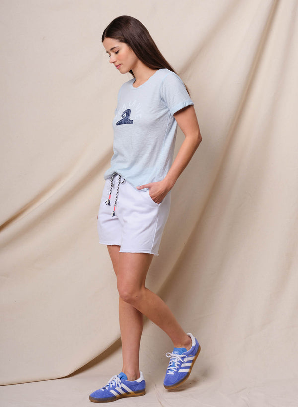 Sundry Sundry Sea La Vie Rolled Sleeve Tee In Chambray