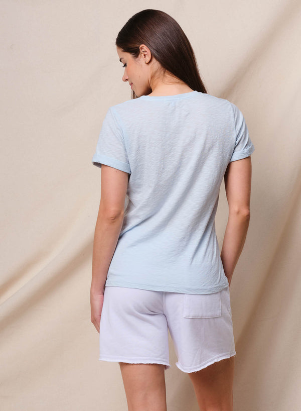 Sundry Sundry Sea La Vie Rolled Sleeve Tee In Chambray